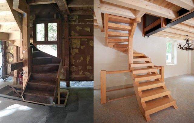 A beautiful new staircase made from Douglas fir