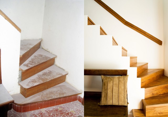 Before and after 50's staircase renovation