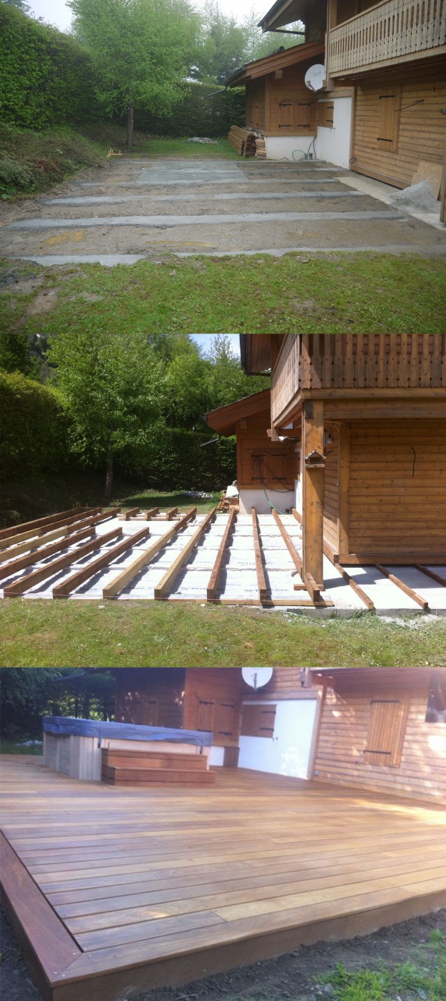 Creation of a hardwood decking area with sunken hot tub